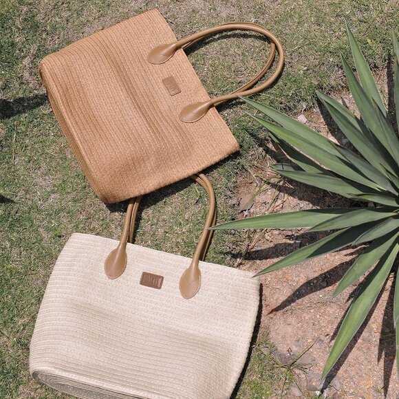 Women Straw Rattan Tote Bag Summer Beach Shoulder Handbag Spacious Durable - Picture 2 of 8